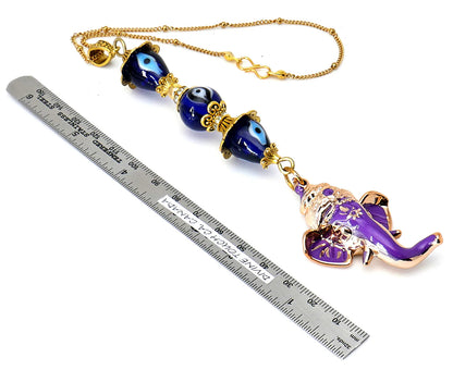 Ganesha | Evil Eye Protection | Car Rearview Mirror Ornament | Good Luck | Happiness | Good Fortune | Success | Prosperity | Spirituality