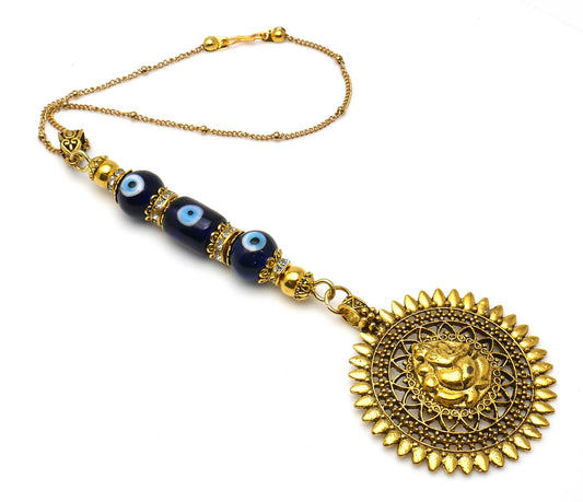 Ganesha | Evil Eye Protection | Car Rearview Mirror Ornament | Good Luck | Happiness | Good Fortune | Success | Prosperity