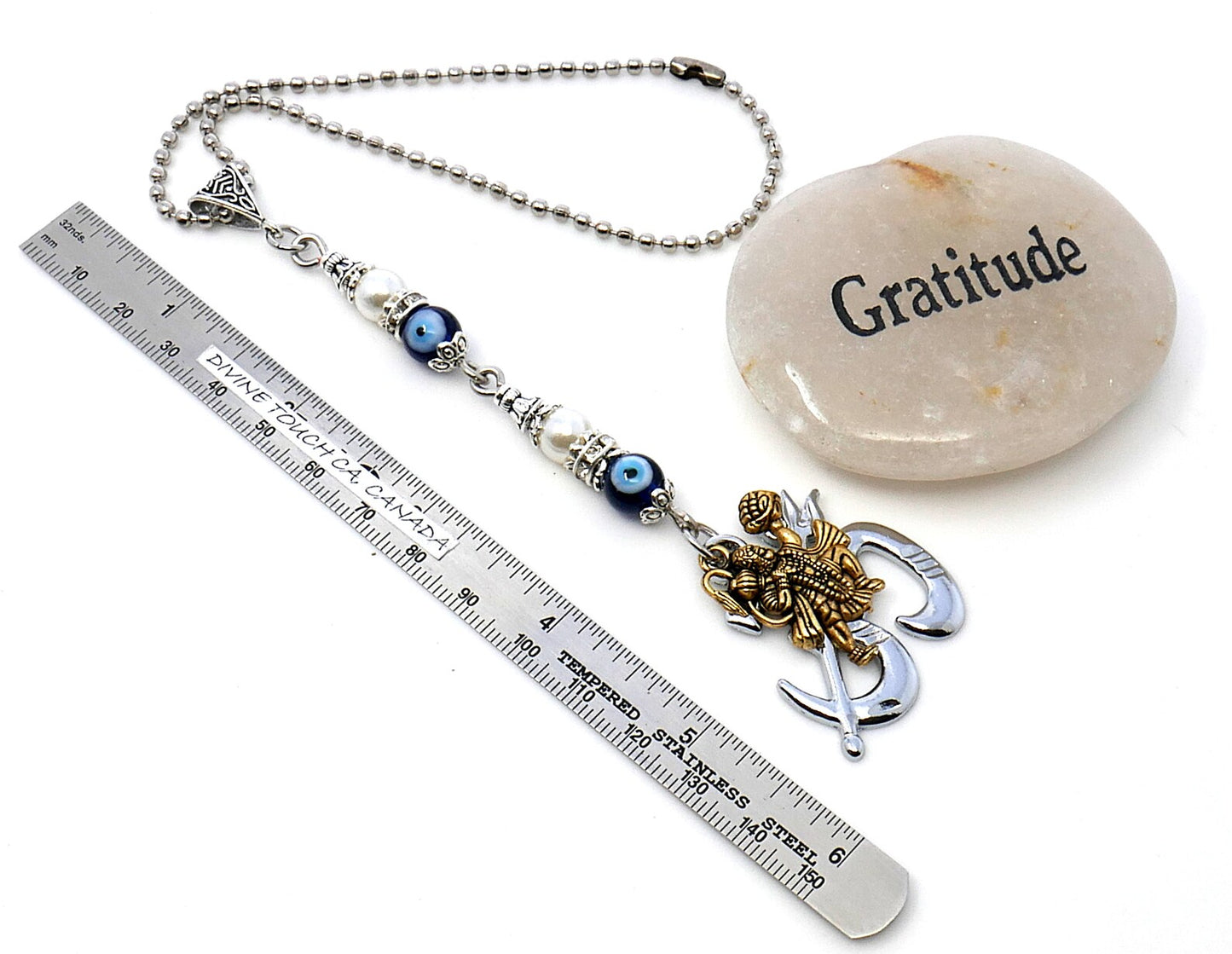 Sri Hanman ji & Divine OM Pendant Evil Eye Protection Car Mirror Hanging-Hanuman ji And OM Spiritual Designed Divine Gift for Your Loved One