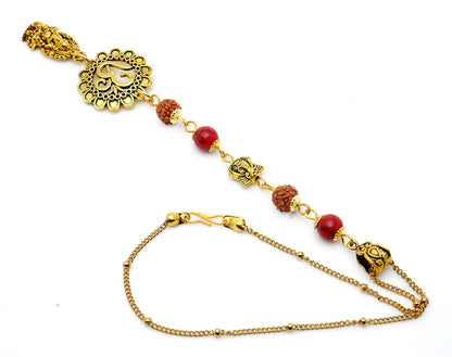 Ganesha | Divine OM | 5 Face Rudraksha | Crystal |Car Rearview Mirror Ornament | Good Luck | Happiness | Stability | Success | Prosperity