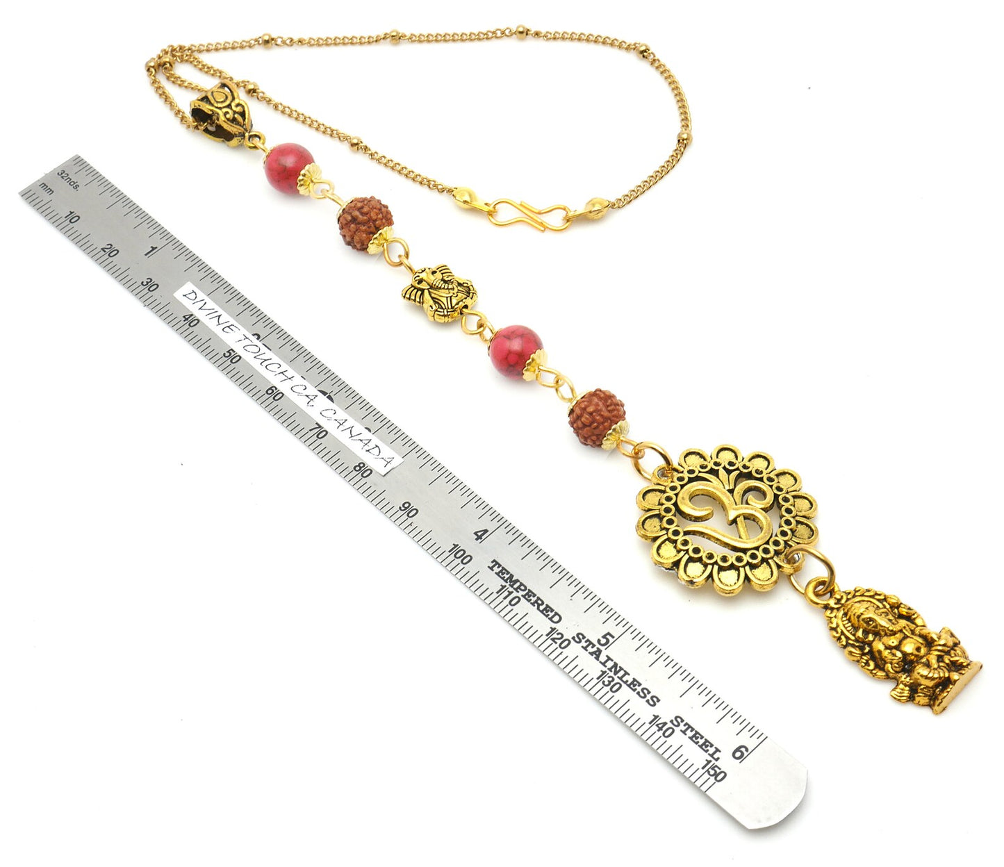 Ganesha | Divine OM | 5 Face Rudraksha | Crystal |Car Rearview Mirror Ornament | Good Luck | Happiness | Stability | Success | Prosperity