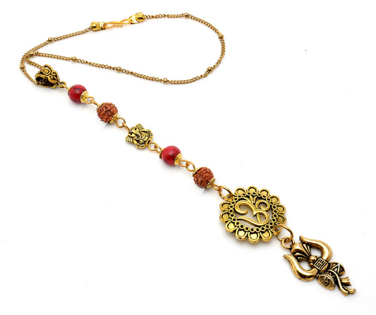 Ganesha | Divine OM | 5 Face Rudraksha | Crystal |Car Rearview Mirror Ornament | Good Luck | Happiness | Stability | Success | Prosperity
