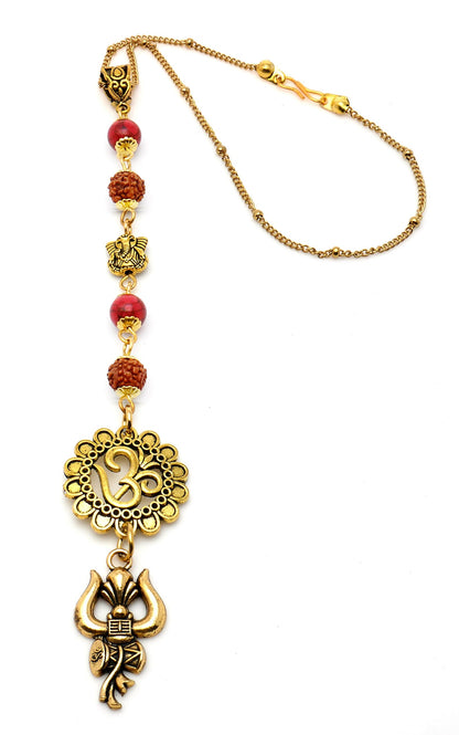 Ganesha | Divine OM | 5 Face Rudraksha | Crystal |Car Rearview Mirror Ornament | Good Luck | Happiness | Stability | Success | Prosperity