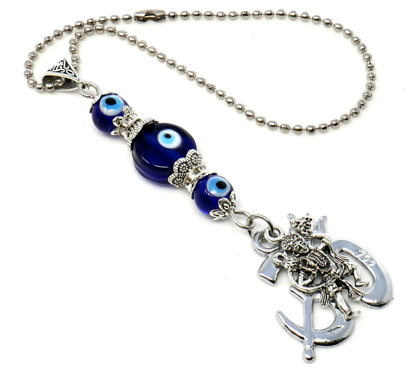 Jai Sri Ram Lord Shiva Hanuman Ji, Evil Eye Protection Rare to Find Sri Ram Hanuman Ji Key Ring/ Car Mirror Hanging for Good Luck Protection