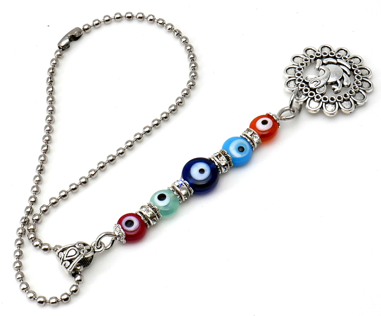 Ganesha | Evil Eye Protection | Car Rearview Mirror Ornament | Good Luck | Happiness | Good Fortune | Success | Prosperity | Spirituality