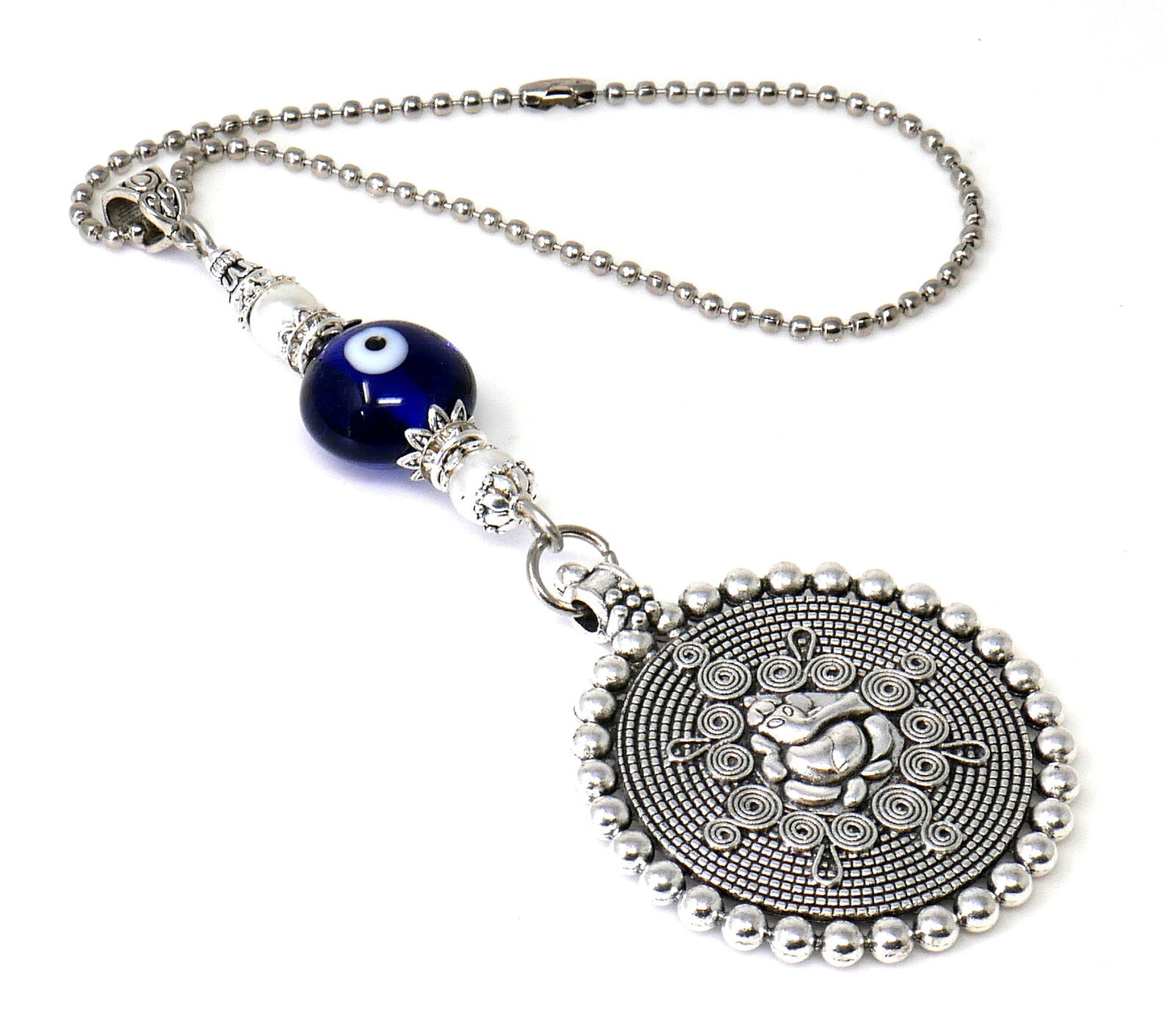 Ganesha | Evil Eye Protection | Car Rear Mirror Spiritual Jewellery Ornament | Good Luck | Happiness | Good Fortune | Success | Prosperity