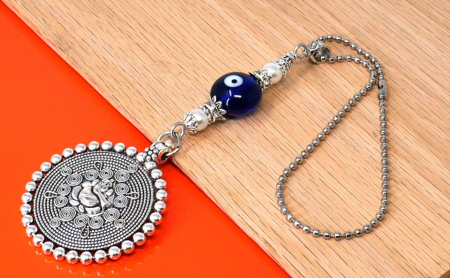 Ganesha | Evil Eye Protection | Car Rear Mirror Spiritual Jewellery Ornament | Good Luck | Happiness | Good Fortune | Success | Prosperity