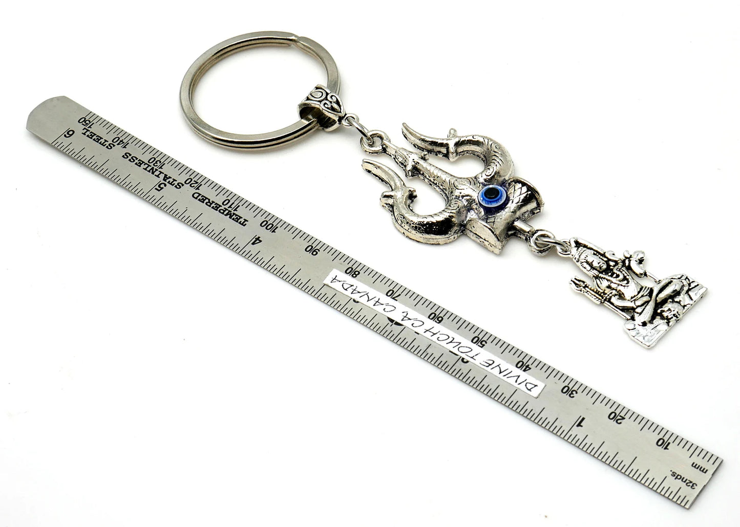 Evil Eye Protection Divine OM & Shiv ji Trishul Pendant Key Ring/ Key Chain for High Positive Vibration, Good Luck and Travel Protection