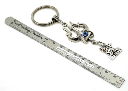 Evil Eye Protection Divine OM & Shiv ji Trishul Pendant Key Ring/ Key Chain for High Positive Vibration, Good Luck and Travel Protection