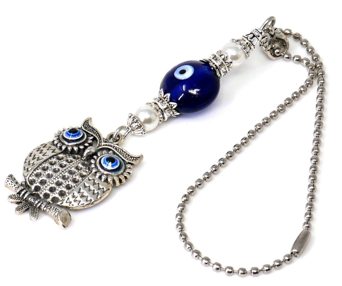 Owl | Evil Eye Protection | Antique Silver/Gold Plated Option | Car Ornament | Good Luck | Positive Vibes | Intuition Power | Inner Wisdom