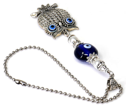 Owl | Evil Eye Protection | Antique Silver/Gold Plated Option | Car Ornament | Good Luck | Positive Vibes | Intuition Power | Inner Wisdom