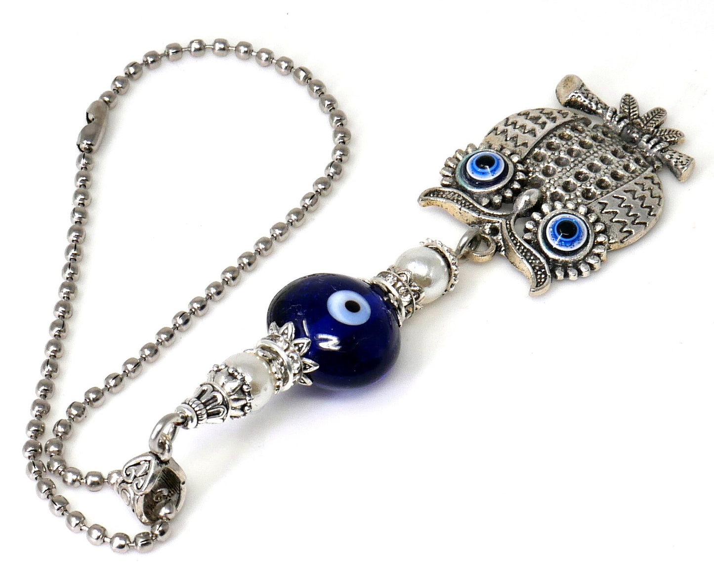 Owl | Evil Eye Protection | Antique Silver/Gold Plated Option | Car Ornament | Good Luck | Positive Vibes | Intuition Power | Inner Wisdom