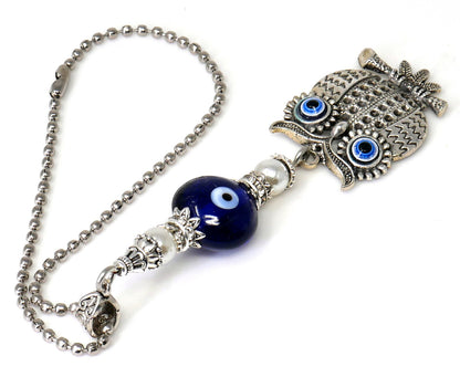 Owl | Evil Eye Protection | Antique Silver/Gold Plated Option | Car Ornament | Good Luck | Positive Vibes | Intuition Power | Inner Wisdom