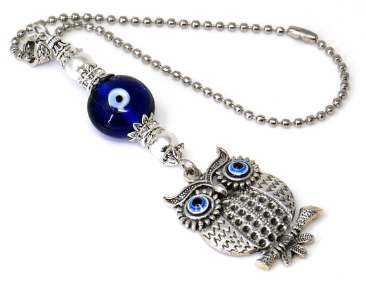 Owl | Evil Eye Protection | Antique Silver/Gold Plated Option | Car Ornament | Good Luck | Positive Vibes | Intuition Power | Inner Wisdom