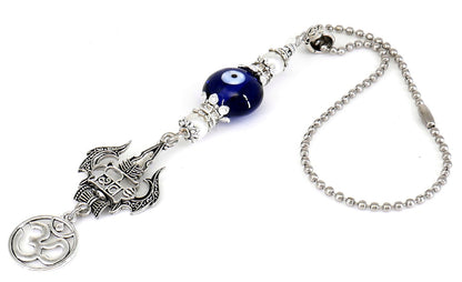 OM & Lord Shiva Evil Eye Protection Car Rear View Mirror Ornament-Evil Eye Protection Handbag Hanging-Good Luck and Protection Car Charms