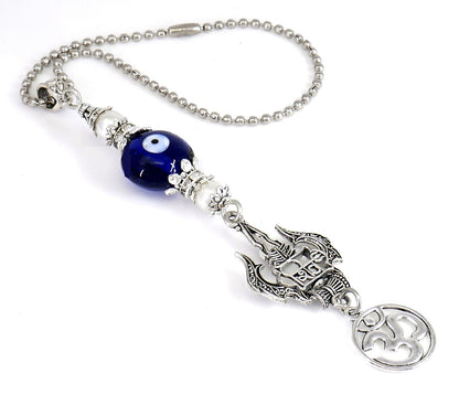 OM & Lord Shiva Evil Eye Protection Car Rear View Mirror Ornament-Evil Eye Protection Handbag Hanging-Good Luck and Protection Car Charms