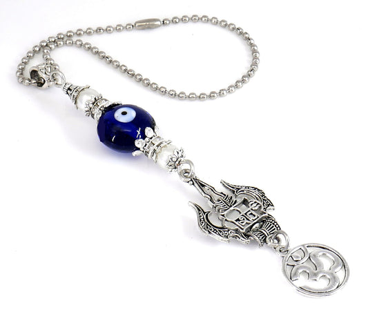 OM & Lord Shiva Evil Eye Protection Car Rear View Mirror Ornament-Evil Eye Protection Handbag Hanging-Good Luck and Protection Car Charms