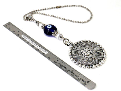 Ganesha | Evil Eye Protection | Car Rear Mirror Spiritual Jewellery Ornament | Good Luck | Happiness | Good Fortune | Success | Prosperity