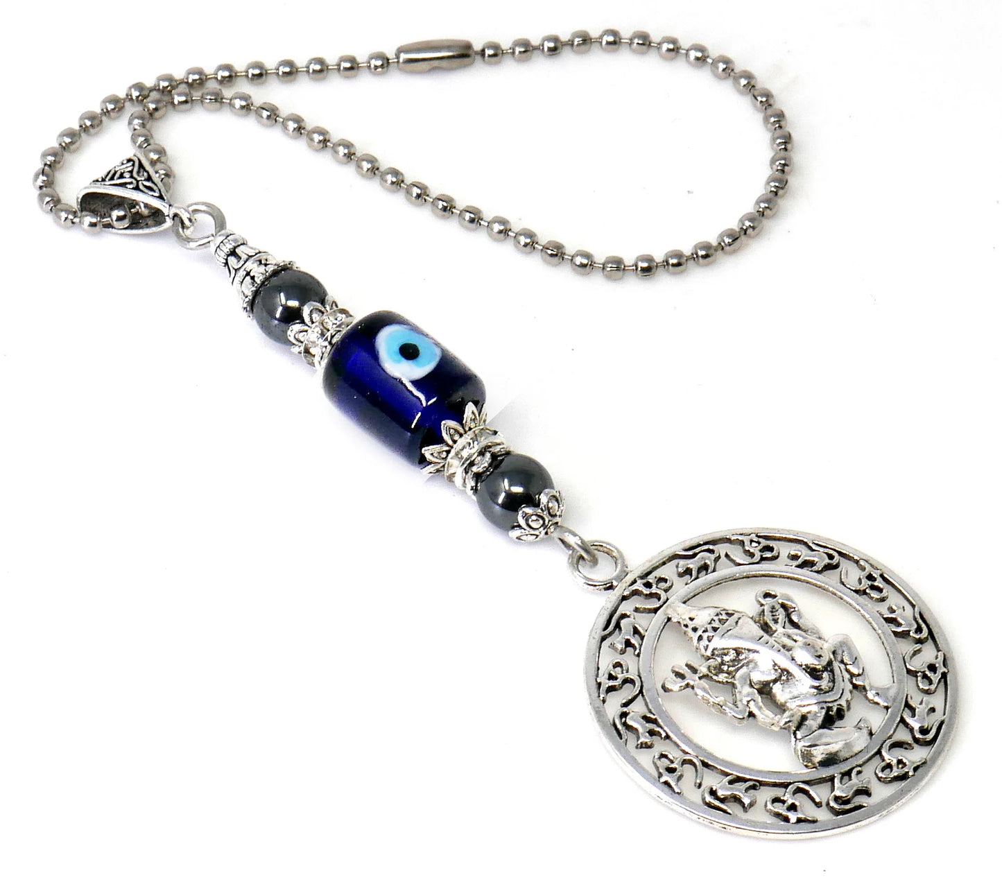 Ganesha | Evil Eye Protection | Car Rearview Mirror Ornament | Good Luck | Happiness | Good Fortune | Success | Prosperity | Spirituality