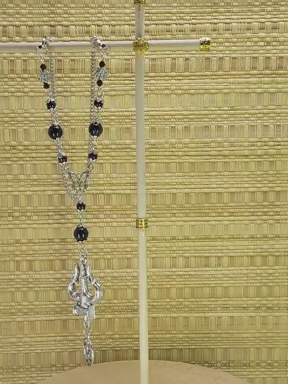Lord Shiva Trishul Damru & Om Car Mirror Hanging, Natural Blue Sand Stone Beads and Baba Bholenath/Shiv Shambhu Trishul Protection Hanging