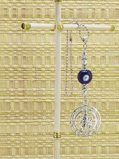 Ganesha | Evil Eye Protection | Car Rearview Mirror Ornament | Good Luck | Happiness | Good Fortune | Success | Prosperity | Spirituality