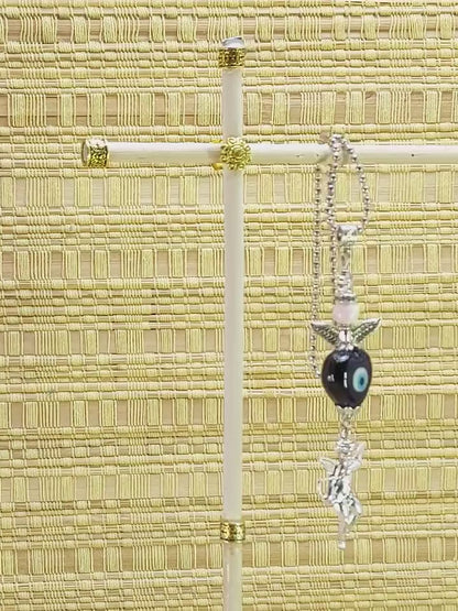Evil Eye, Evil Eye Protection, Guardian Angel Car Rear View Mirror Ornament Charm, Angel Bag Charm, Travel Angel Protection, New Driver Gift