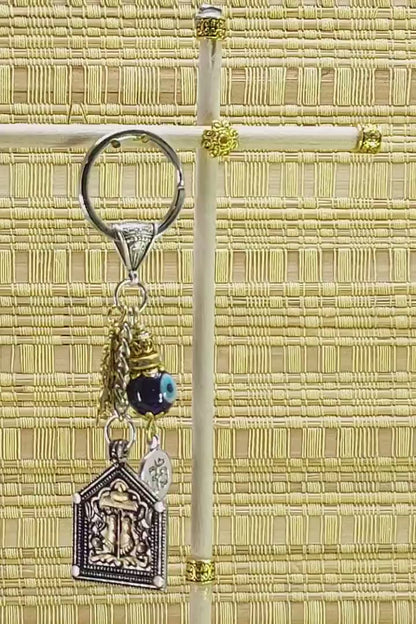 Durga,Hindu Goddess Durga Evil Eye Protection Car Rear View Mirror Hanging,Goddess Durga Holy Feet Key Ring for Home Office Car,Namaste Gift