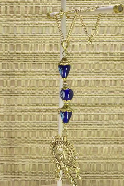 Lord Krishna Playing Flute Evil Eye Protection Hanging, Lord Krishna , Kanha with flute Blessings and Protection Amulet, Hindu God Pendant