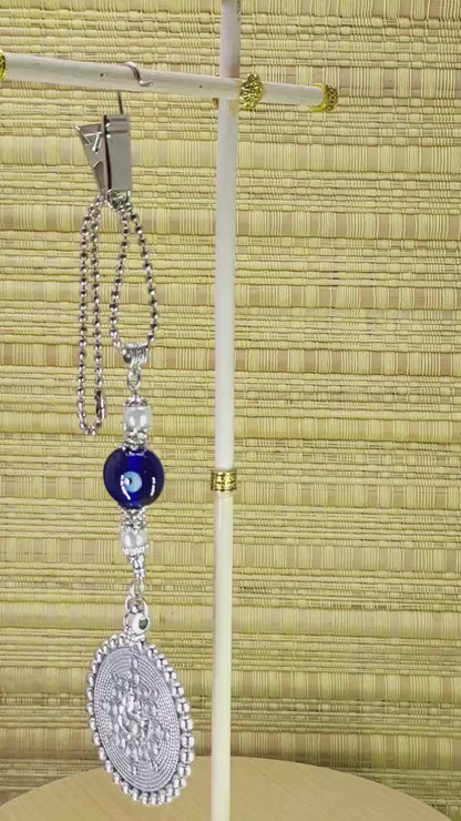 Ganesha | Evil Eye Protection | Car Rear Mirror Spiritual Jewellery Ornament | Good Luck | Happiness | Good Fortune | Success | Prosperity