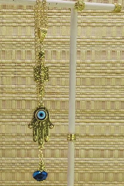Evil Eye, Evil Eye Protection Hamsa Hand & OM Car Rear View Mirror Décor Hanging, OM Hamsa Car Charm for Positive Vibrations and Good Luck