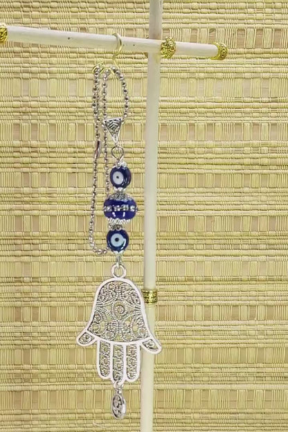 Hamsa Hand Pendant Evil Eye Protection Car Rear View Mirror Hanging, Hamsa Hand New Car/ New House Gift, Good Luck & Travel Safe Gift