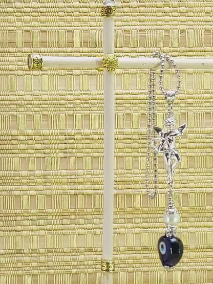 Evil Eye, Evil Eye Protection, Guardian Angel Car Rear View Mirror Ornament Charm, Angel Bag Charm, Travel Angel Protection, New Driver Gift