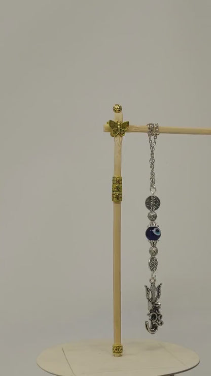Evil Eye , Evil Eye Protection, Shiva Trishul Damru & OM Car Mirror Hanging- Shiva/Mahadev Trishul Pendant Charm Evil eye protection Hanging