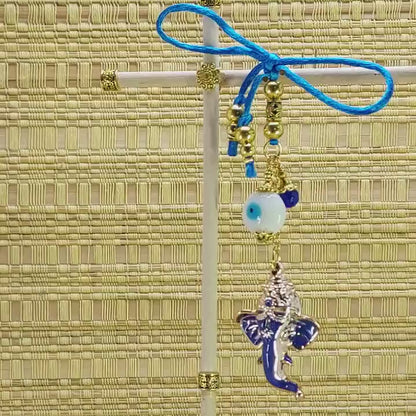 Ganesha | Evil Eye Protection | Car Rearview Mirror Ornament | Good Luck | Happiness | Good Fortune | Success | Prosperity | Spirituality