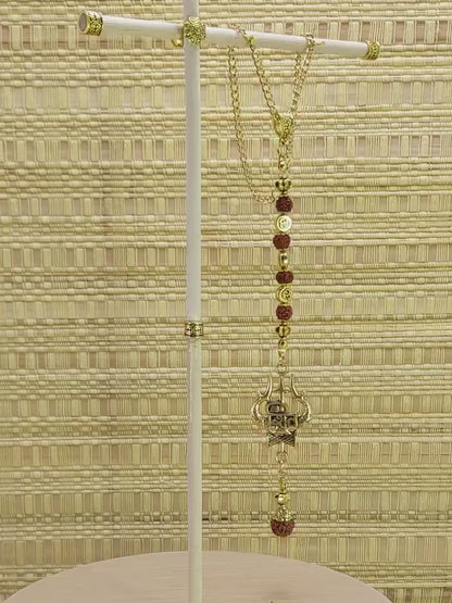 Divine Shiva Trishul Car Hanging, Rudraksha & Om Trident Pendant, Evil Eye Protection Amulet, Hindu Mirror Charm, Spiritual Car Decor Gift