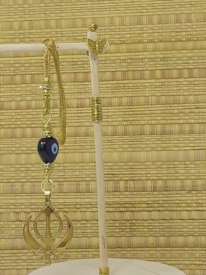 Evil Eye Protection Punjabi Sikh Kaur Khanda Sahib ji (Sikh Faith) Hanging for Car Rear View Mirror-Sikh faith Namaste Gift